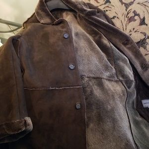 Coat, Men's Brown Leather/Shearling